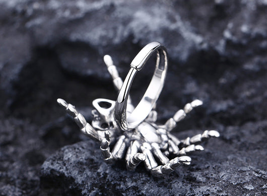 Anillo de Calavera Araña en Plata 925 Pulida - Image 8