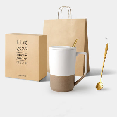 Taza Cerámica Retro Japonesa Grande con Tapa y Cuchara - Image 9