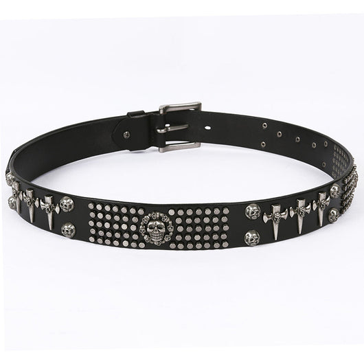 Cinturón de Cuero para Hombre Estilo Punk DJ con Calavera - Versátil y Atrevido - Image 6