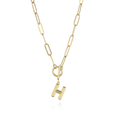 Collar de Letra Chapado en Oro Real Estilo Hip Hop - Image 51