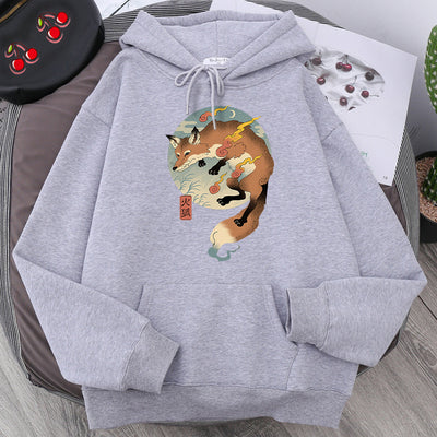 Sudadera Hoodie Estampada de Forro Polar para Hombre - Talla Grande