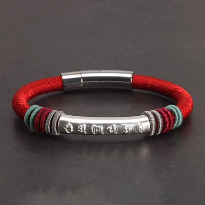 Pulsera de Plata Pareja Nudo de Dragón con Mantra de Seis Caracteres - Image 7