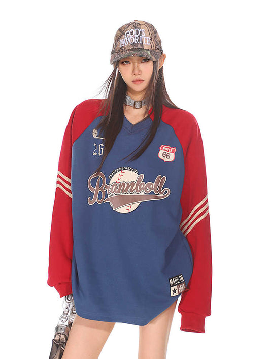 Sudadera Universitaria Vintage Estilo Deportes Americanos Cuello V Mujer - Image 6