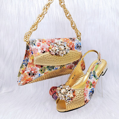 Conjunto de Zapatos y Bolso a Juego con Flores de Cristal Multicolor - Image 10
