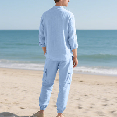 Cardigan Suelto de Lino para Playa - Conjunto Casual de Manga Larga - Image 20