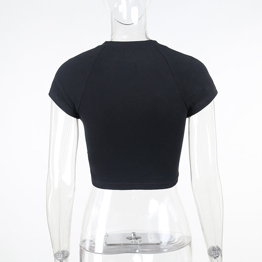 Crop Top Estilo Hong Kong con Lentejuelas y Letras - Ajustado y Casual - Image 42