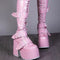 Botas Altas Impermeables con Plataforma y Hebilla para Mujer