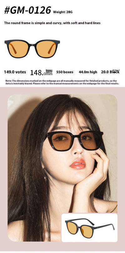 Black full-frame sunglasses with brown lenses, featuring a boxy style and visible dimensions. - Image 13