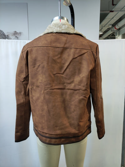 Chaqueta Casual Retro de Gamuza Marrón para Hombre - Otoño e Invierno - Image 4