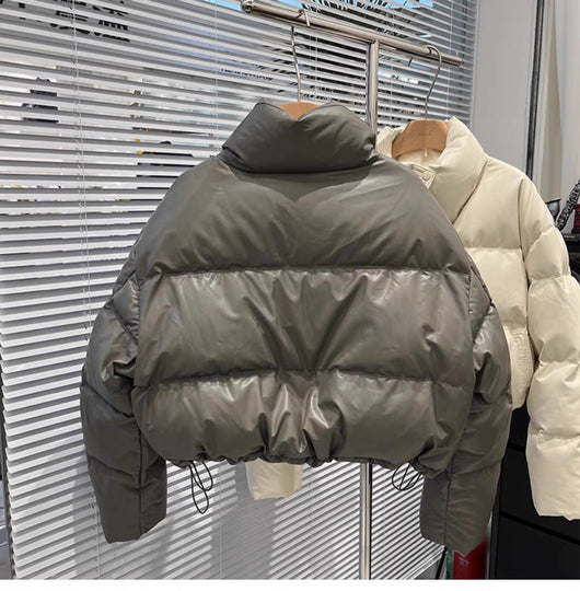 Chaqueta de Plumas de Pato Blanco con Cuello de Pie para Mujer - Image 23