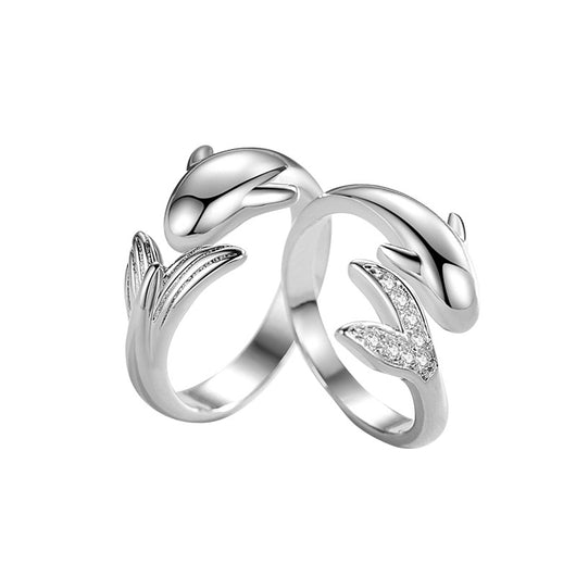 Anillo de Pareja Peces con Diamantes Incrustados - Image 5