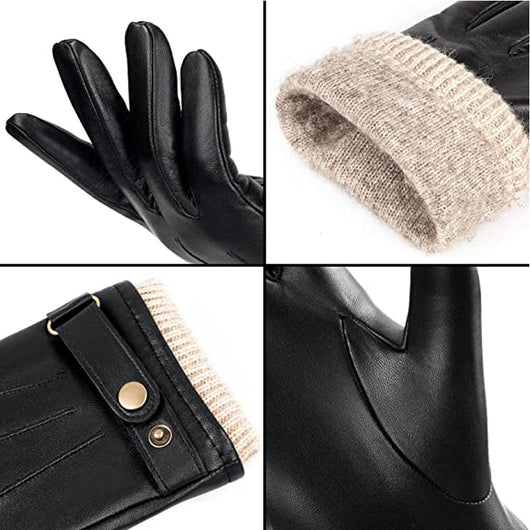 Guantes de Invierno en Cuero Genuino con Forro de Terciopelo - Image 4