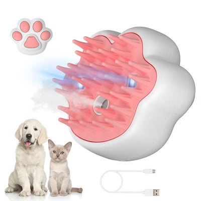 Cepillo Gato 4 en 1 con Vapor - Deslanador y Masajeador para Mascotas