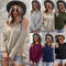 Blusa Gruesa Sin Tirantes de Manga Larga y Color Sólido para Otoño e Invierno