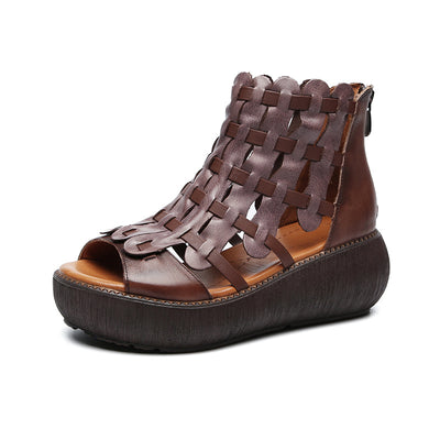 Sandalias Plataforma de Cuero con Tacón Cuña para Mujer - Image 5