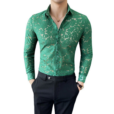 Camisa Hueca de Manga Larga para Hombre - Poliéster Primavera Verano - Image 5