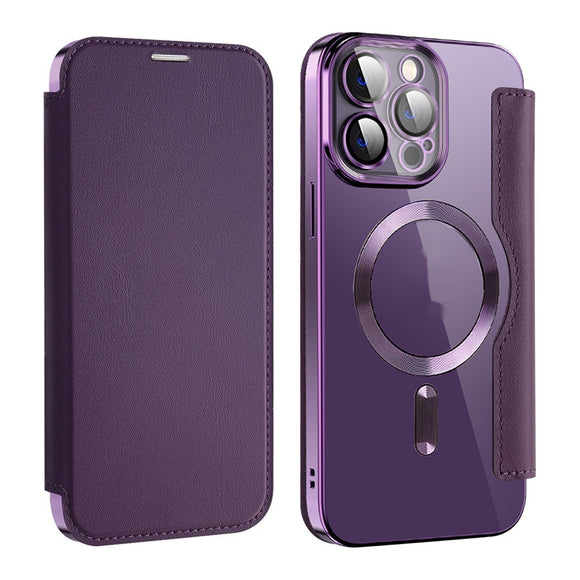 Funda Protectora con Cargador Inalámbrico Transparente y Soporte para Tarjetas