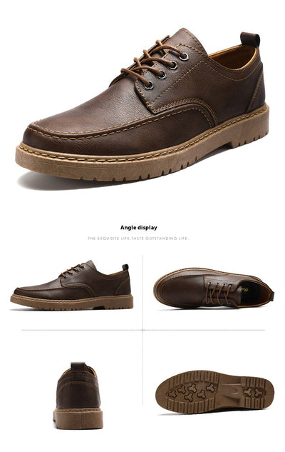 Zapatos Casuales de Cuero Negro con Cordones para Hombre Talla Grande Estilo Británico - Image 13