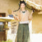 Conjunto Tradicional Chino Tang: Camisa Cuello Redondo y Pantalones Holgados