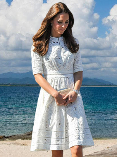 Vestido de Encaje Blanco Princesa Elegante - Image 8