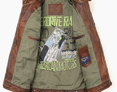 Chaqueta de Cuero Vintage Desgastada para Hombre - Image 4