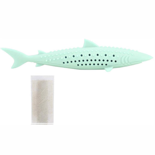 Juguete Interactivo de Silicona para Gatos - Forma de Pez con Hierba Gatera y Limpiador de Dientes
