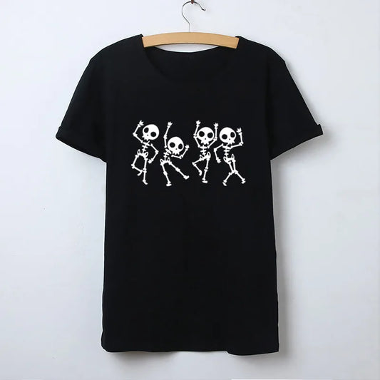 Playera Calavera y Rosa Manga Corta Cuello Redondo Verano - Image 2