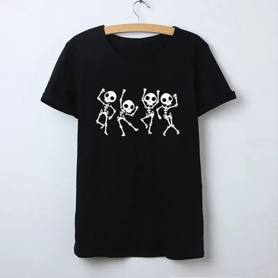 Playera Calavera y Rosa Manga Corta Cuello Redondo Verano - Image 2