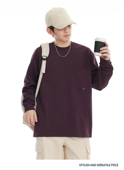 Camiseta Suelta de Cuello Redondo Manga Larga Básica para Hombre - Image 31