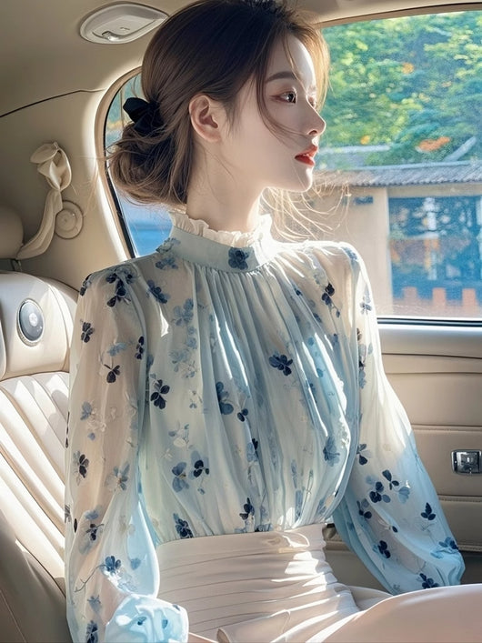 Camisa Azul Estampada Premium de Corte Slim - Image 9