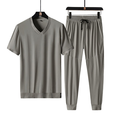 Camiseta Deportiva Hombre Talla Grande Cuello V Seda de Hielo Manga Corta - Image 10