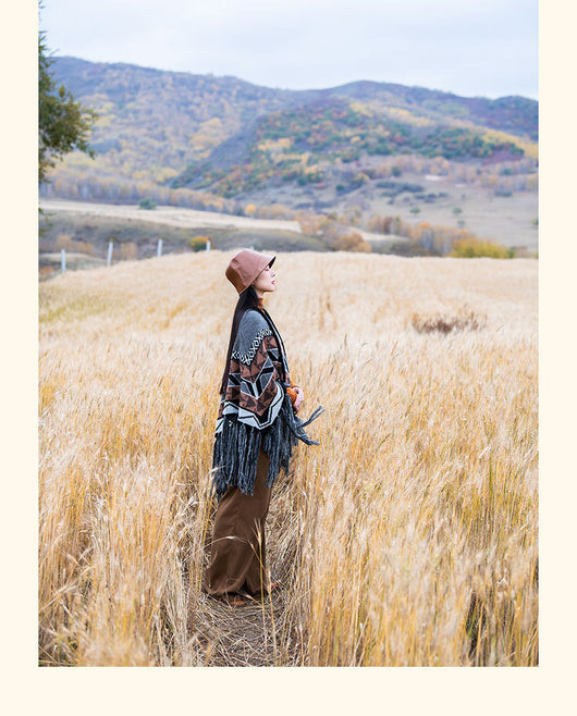Poncho Étnico de Lana Tejida con Borlas - Abrigo Grueso y Cálido - Image 31