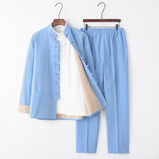 Traje Tres Piezas Slim Fit en Algodón y Lino para Hombre - Image 2