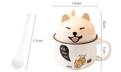 Taza de Oficina de Cerámica con Diseño Infantil, Tapa y Cuchara - Image 14