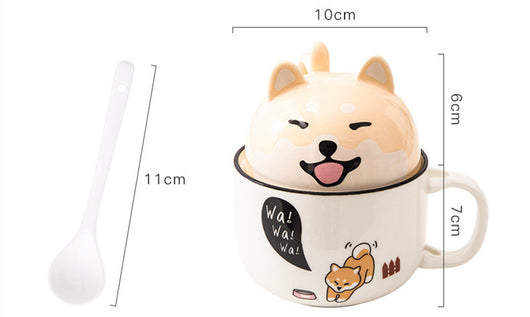 Taza de Oficina de Cerámica con Diseño Infantil, Tapa y Cuchara - Image 14