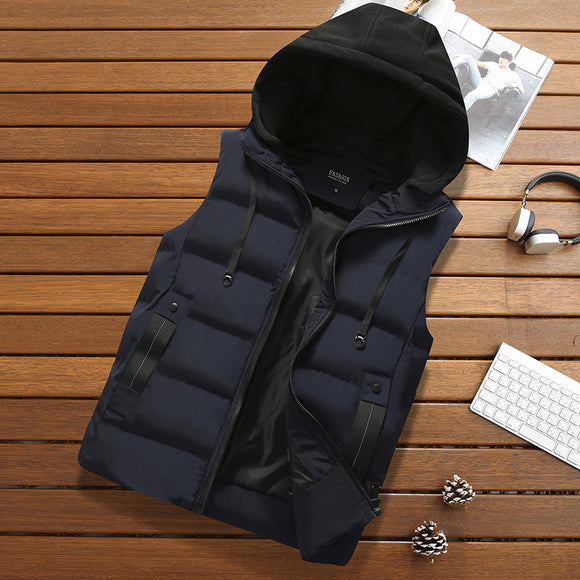 Chaqueta de Algodón con Capucha y Cierre Completo para Hombre