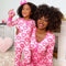Pijamas Familiares Día de San Valentín con Estampado de Corazones