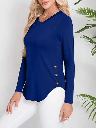Suéter Femenino Cuello Redondo Dobladillo Curvo Manga Larga Otoño Invierno - Image 14