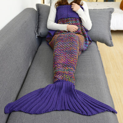 Manta Crochet con Patrón de Cuadrícula de Colores para Sofá - Image 8