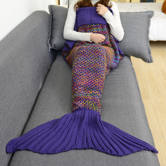 Manta Crochet con Patrón de Cuadrícula de Colores para Sofá - Image 8