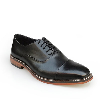 Zapatos Oxford Hombre Cuero Genuino Punta Fina Marrón Vintage Británico - Image 2
