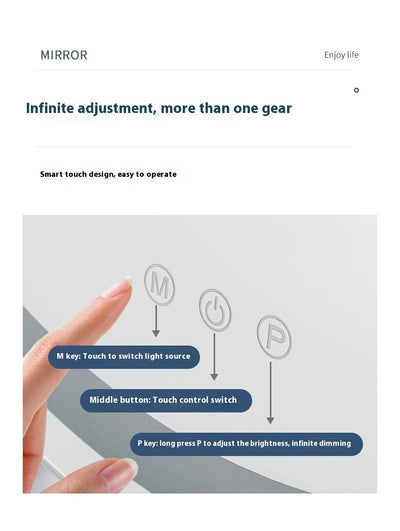 Black desktop LED light mirror with nine bright bulbs, smart touch controls, and stepless dimming for dressing. - Image 12