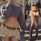 Falda Plisada Estilo Workwear Cintura Baja Efecto Dos Piezas