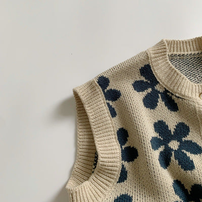 Chaleco Tejido Flores Retro Estilo Coreano para Niños - Image 14