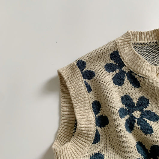Chaleco Tejido Flores Retro Estilo Coreano para Niños - Image 14