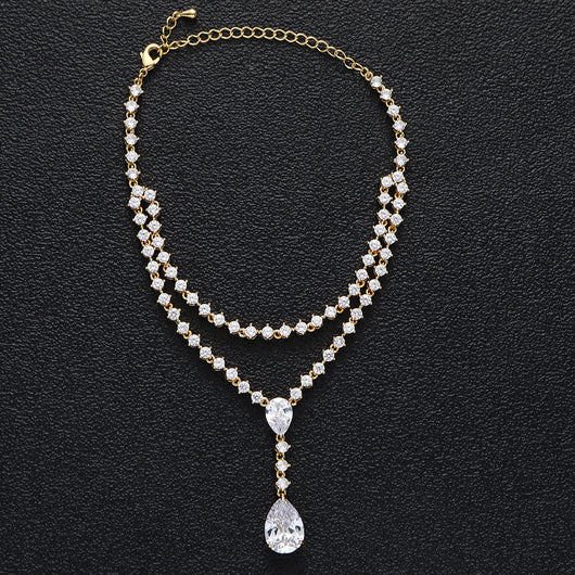 Pulsera de Tobillo Doble Círculo con Circonitas de Agua