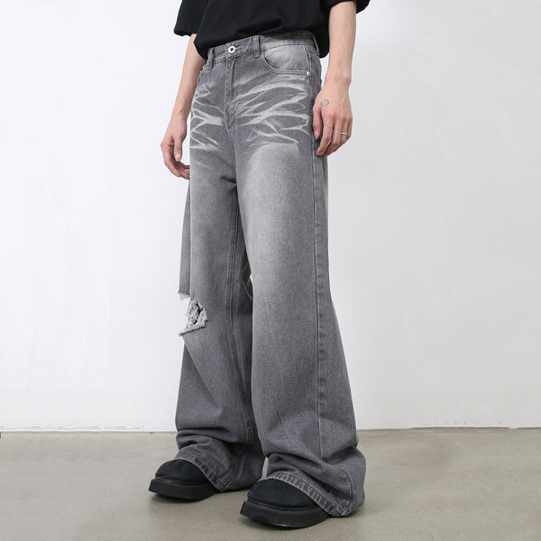 Jeans Rectos Holgados Rotos Estilo Retro Americano para Hombre