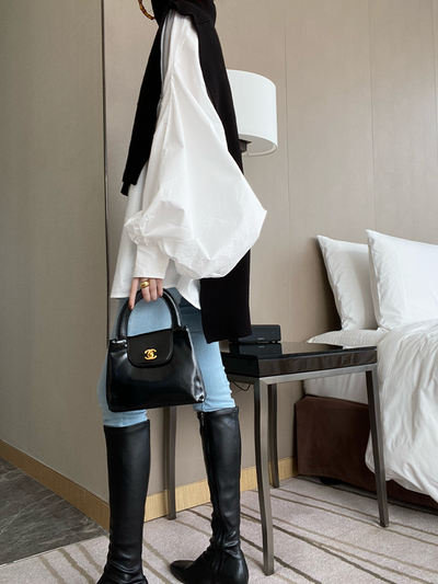 Blusa de Algodón Puro Blanca con Mangas Farol - Diseño Minimalista Versátil - Image 24