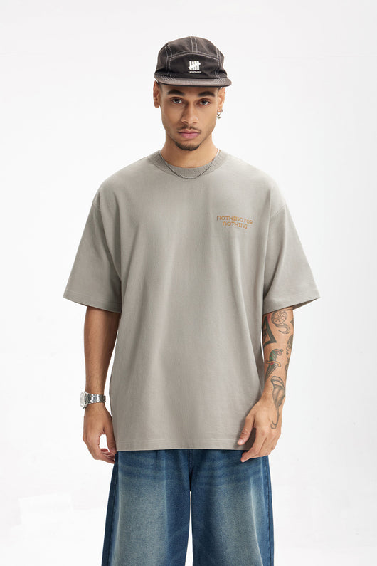 Camiseta Retro Pesada Cuello Bordado Manga Corta - Image 21