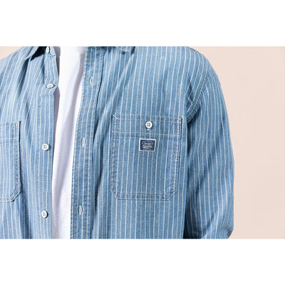 Camisa Casual con Bolsillo de Rayas Azules - Image 10